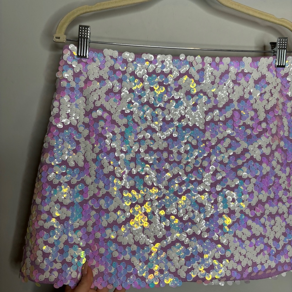 Maje Jirene Sequined Mini Skirt M Violet - Picture 8 of 9